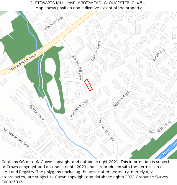 3, STEWARTS MILL LANE, ABBEYMEAD, GLOUCESTER, GL4 5UL: Location map and indicative extent of plot