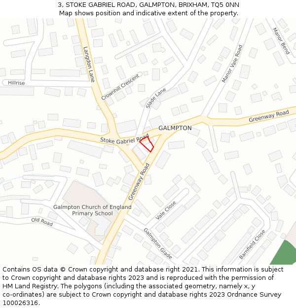 3, STOKE GABRIEL ROAD, GALMPTON, BRIXHAM, TQ5 0NN: Location map and indicative extent of plot