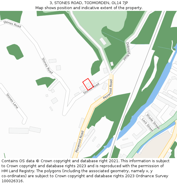 3, STONES ROAD, TODMORDEN, OL14 7JP: Location map and indicative extent of plot