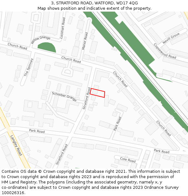 3, STRATFORD ROAD, WATFORD, WD17 4QG: Location map and indicative extent of plot