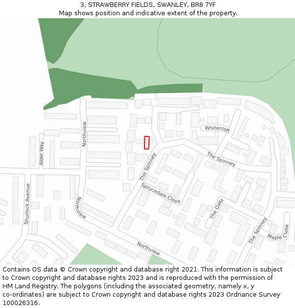 3, STRAWBERRY FIELDS, SWANLEY, BR8 7YF: Location map and indicative extent of plot