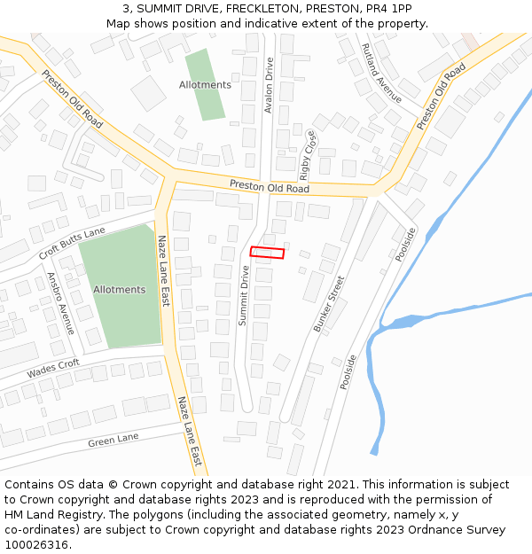 3, SUMMIT DRIVE, FRECKLETON, PRESTON, PR4 1PP: Location map and indicative extent of plot