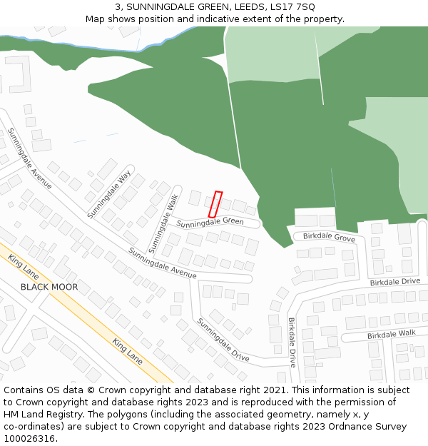 3, SUNNINGDALE GREEN, LEEDS, LS17 7SQ: Location map and indicative extent of plot