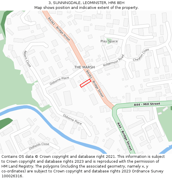 3, SUNNINGDALE, LEOMINSTER, HR6 8EH: Location map and indicative extent of plot