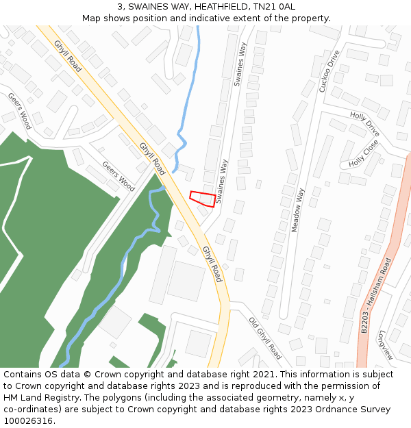 3, SWAINES WAY, HEATHFIELD, TN21 0AL: Location map and indicative extent of plot