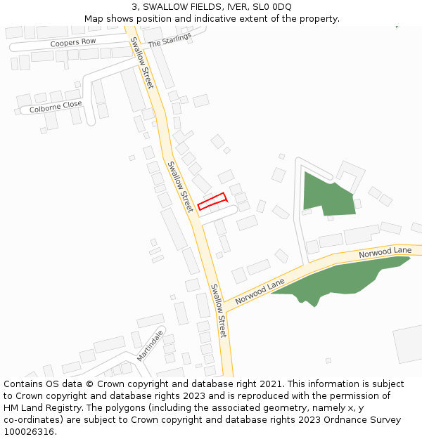 3, SWALLOW FIELDS, IVER, SL0 0DQ: Location map and indicative extent of plot