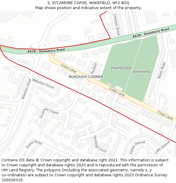 3, SYCAMORE COPSE, WAKEFIELD, WF2 8DQ: Location map and indicative extent of plot