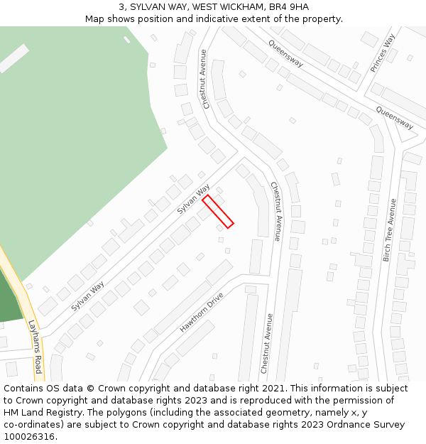 3, SYLVAN WAY, WEST WICKHAM, BR4 9HA: Location map and indicative extent of plot