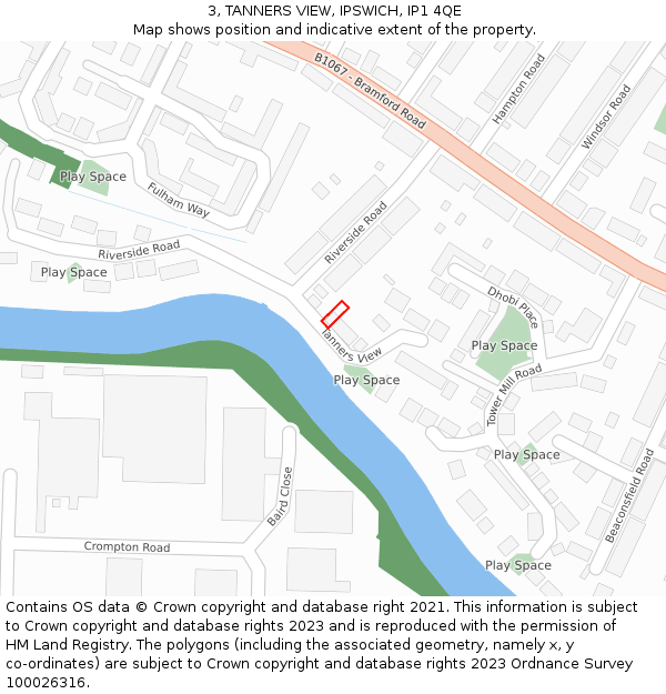 3, TANNERS VIEW, IPSWICH, IP1 4QE: Location map and indicative extent of plot