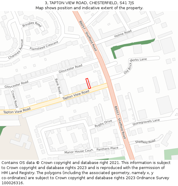 3, TAPTON VIEW ROAD, CHESTERFIELD, S41 7JS: Location map and indicative extent of plot