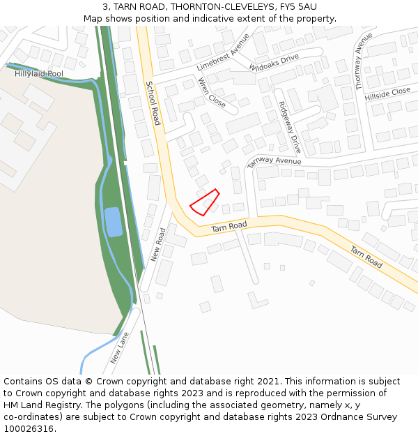 3, TARN ROAD, THORNTON-CLEVELEYS, FY5 5AU: Location map and indicative extent of plot