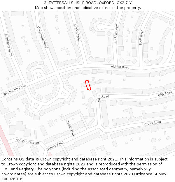 3, TATTERSALLS, ISLIP ROAD, OXFORD, OX2 7LY: Location map and indicative extent of plot