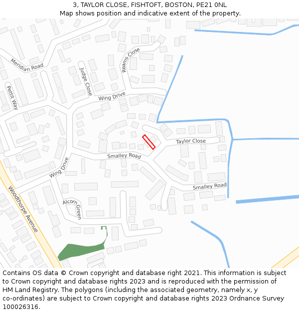 3, TAYLOR CLOSE, FISHTOFT, BOSTON, PE21 0NL: Location map and indicative extent of plot