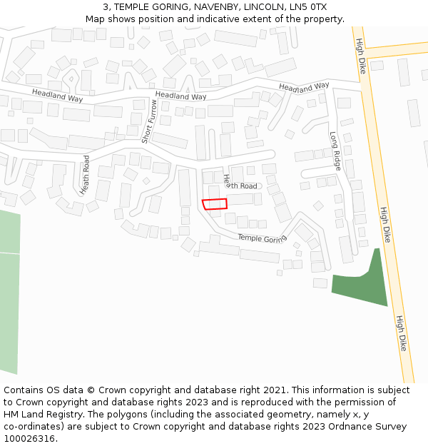 3, TEMPLE GORING, NAVENBY, LINCOLN, LN5 0TX: Location map and indicative extent of plot