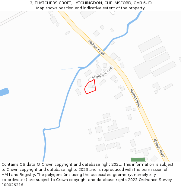 3, THATCHERS CROFT, LATCHINGDON, CHELMSFORD, CM3 6UD: Location map and indicative extent of plot
