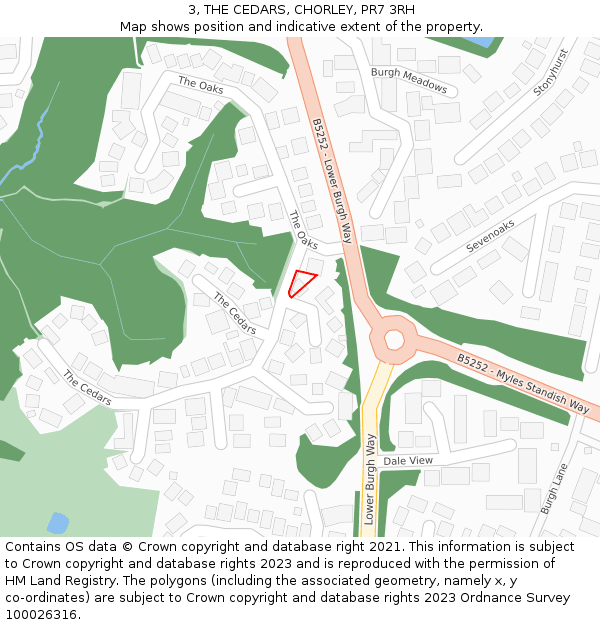 3, THE CEDARS, CHORLEY, PR7 3RH: Location map and indicative extent of plot