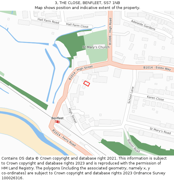 3, THE CLOSE, BENFLEET, SS7 1NB: Location map and indicative extent of plot