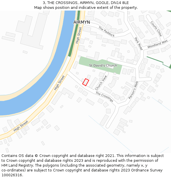 3, THE CROSSINGS, AIRMYN, GOOLE, DN14 8LE: Location map and indicative extent of plot