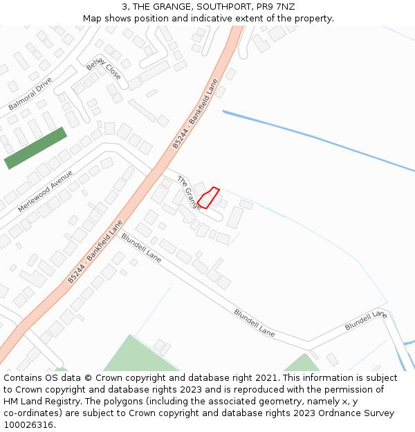 3, THE GRANGE, SOUTHPORT, PR9 7NZ: Location map and indicative extent of plot