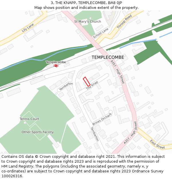 3, THE KNAPP, TEMPLECOMBE, BA8 0JP: Location map and indicative extent of plot