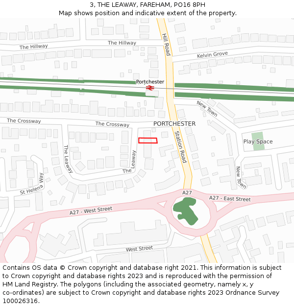 3, THE LEAWAY, FAREHAM, PO16 8PH: Location map and indicative extent of plot