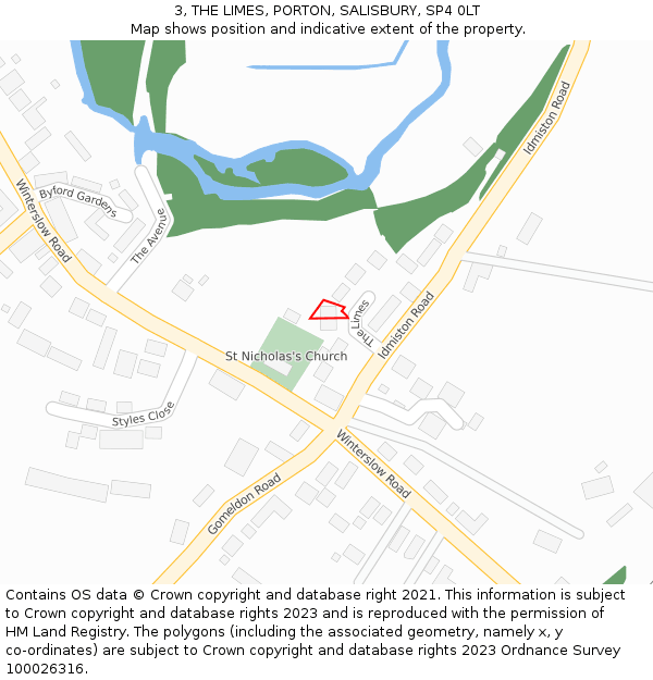 3, THE LIMES, PORTON, SALISBURY, SP4 0LT: Location map and indicative extent of plot