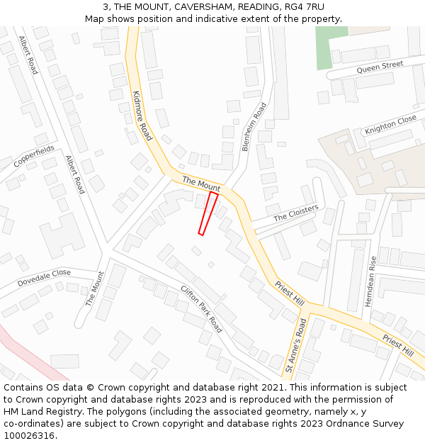 3, THE MOUNT, CAVERSHAM, READING, RG4 7RU: Location map and indicative extent of plot