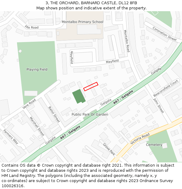 3, THE ORCHARD, BARNARD CASTLE, DL12 8FB: Location map and indicative extent of plot