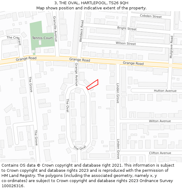 3, THE OVAL, HARTLEPOOL, TS26 9QH: Location map and indicative extent of plot