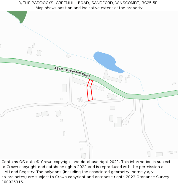 3, THE PADDOCKS, GREENHILL ROAD, SANDFORD, WINSCOMBE, BS25 5PH: Location map and indicative extent of plot