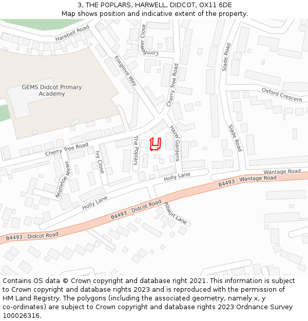 3, THE POPLARS, HARWELL, DIDCOT, OX11 6DE: Location map and indicative extent of plot