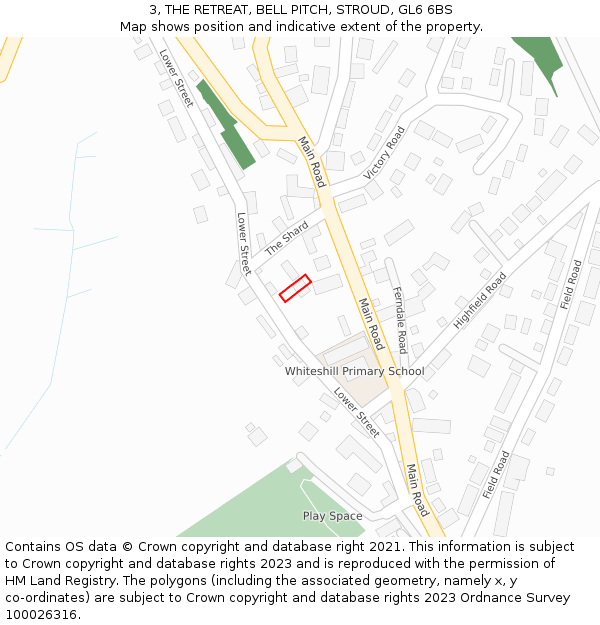 3, THE RETREAT, BELL PITCH, STROUD, GL6 6BS: Location map and indicative extent of plot