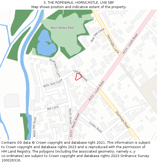 3, THE ROPEWALK, HORNCASTLE, LN9 5BF: Location map and indicative extent of plot