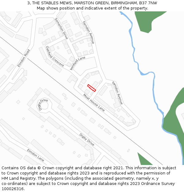 3, THE STABLES MEWS, MARSTON GREEN, BIRMINGHAM, B37 7NW: Location map and indicative extent of plot