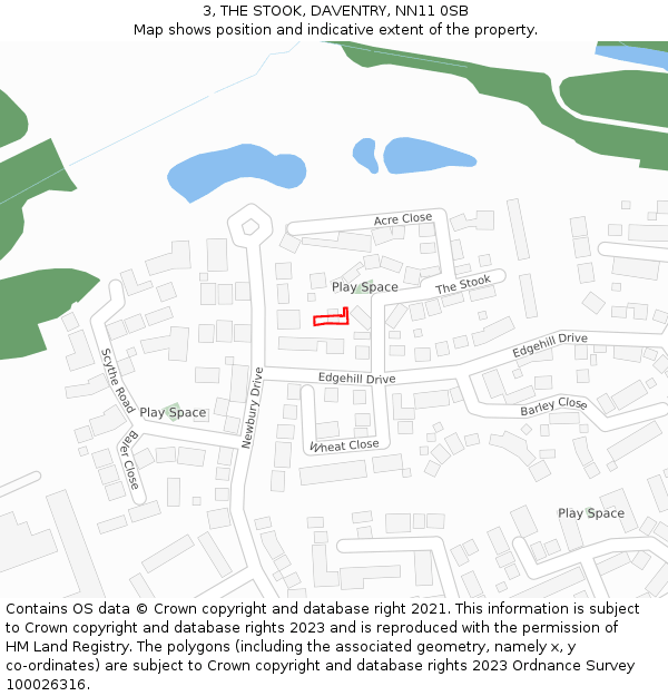 3, THE STOOK, DAVENTRY, NN11 0SB: Location map and indicative extent of plot