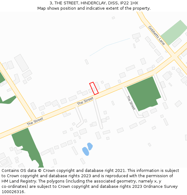 3, THE STREET, HINDERCLAY, DISS, IP22 1HX: Location map and indicative extent of plot