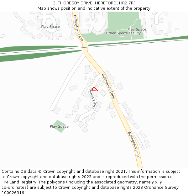 3, THORESBY DRIVE, HEREFORD, HR2 7RF: Location map and indicative extent of plot