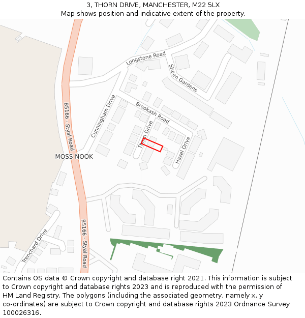 3, THORN DRIVE, MANCHESTER, M22 5LX: Location map and indicative extent of plot