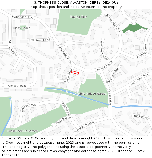 3, THORNESS CLOSE, ALVASTON, DERBY, DE24 0UY: Location map and indicative extent of plot
