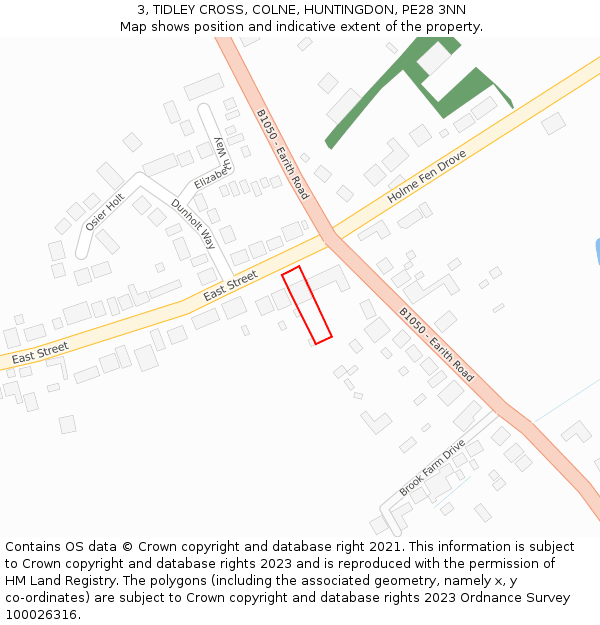 3, TIDLEY CROSS, COLNE, HUNTINGDON, PE28 3NN: Location map and indicative extent of plot