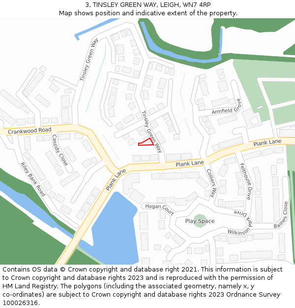 3, TINSLEY GREEN WAY, LEIGH, WN7 4RP: Location map and indicative extent of plot