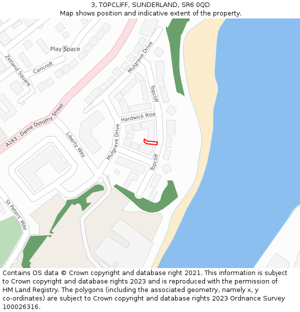 3, TOPCLIFF, SUNDERLAND, SR6 0QD: Location map and indicative extent of plot
