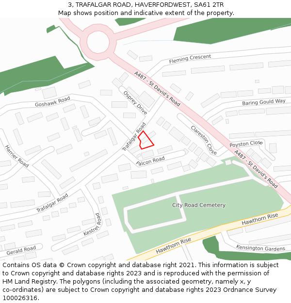 3, TRAFALGAR ROAD, HAVERFORDWEST, SA61 2TR: Location map and indicative extent of plot