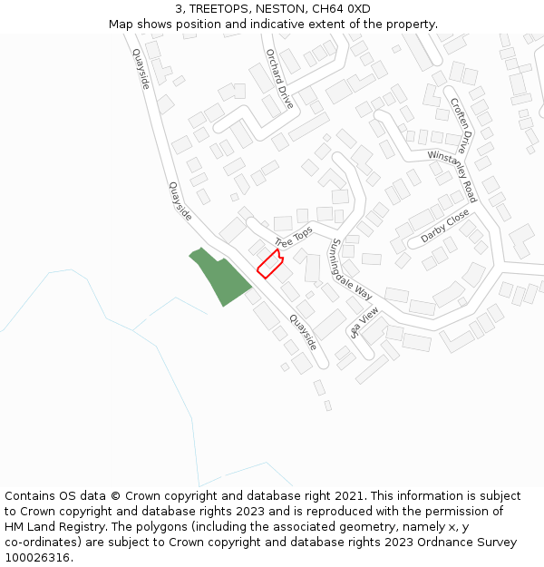 3, TREETOPS, NESTON, CH64 0XD: Location map and indicative extent of plot