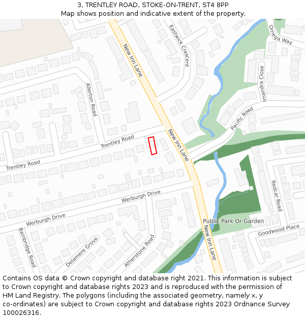 3, TRENTLEY ROAD, STOKE-ON-TRENT, ST4 8PP: Location map and indicative extent of plot