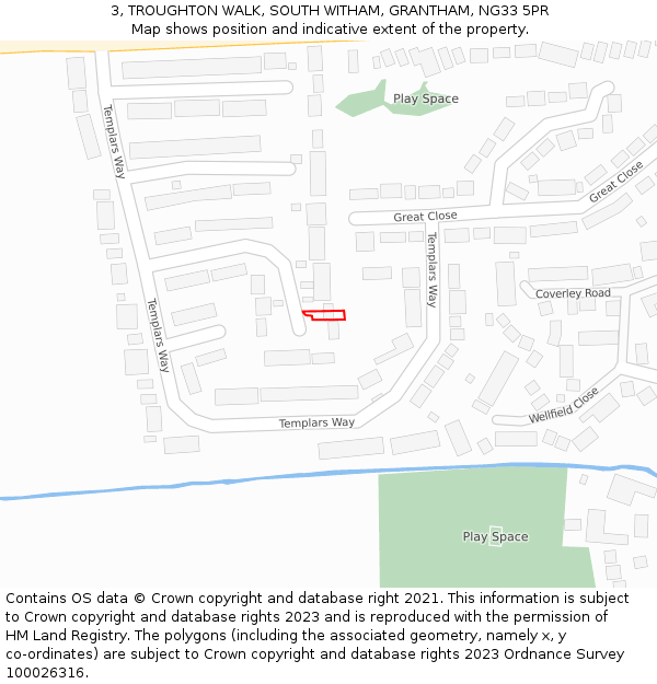 3, TROUGHTON WALK, SOUTH WITHAM, GRANTHAM, NG33 5PR: Location map and indicative extent of plot