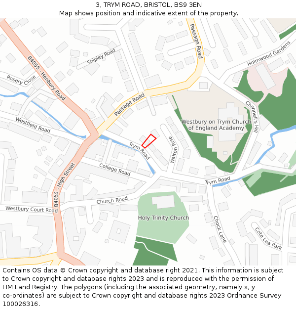 3, TRYM ROAD, BRISTOL, BS9 3EN: Location map and indicative extent of plot