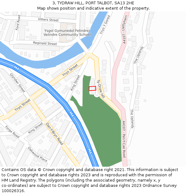 3, TYDRAW HILL, PORT TALBOT, SA13 2HE: Location map and indicative extent of plot