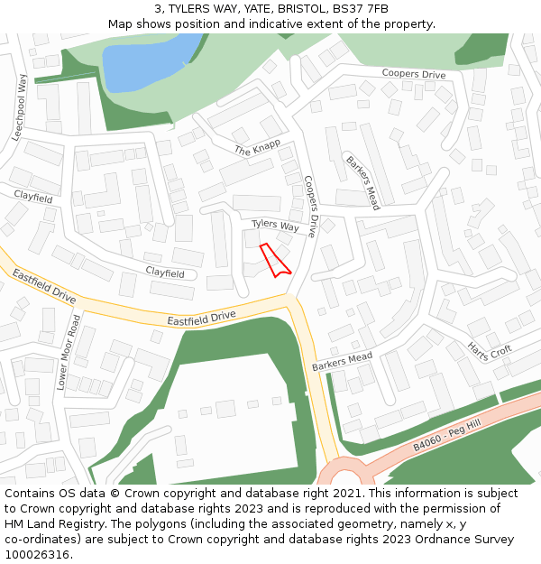 3, TYLERS WAY, YATE, BRISTOL, BS37 7FB: Location map and indicative extent of plot