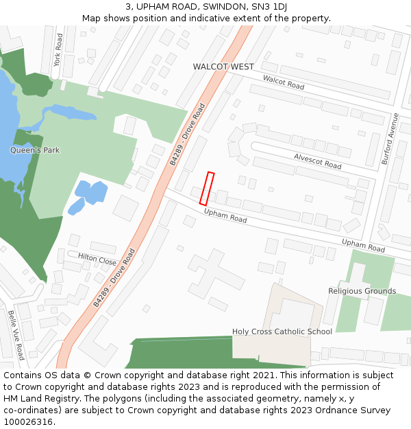 3, UPHAM ROAD, SWINDON, SN3 1DJ: Location map and indicative extent of plot